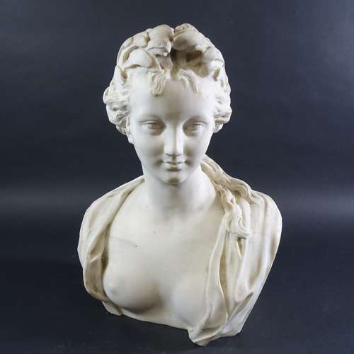 Buste de femme à la couronne de laurier et cheveux tressés e...