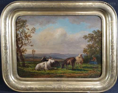 CARTIER Victor-Emile (1811-1866) : Bergère avec chèvres et m...