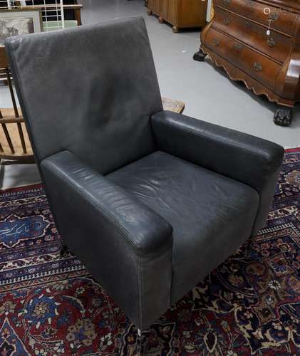 Een grijs lederen armleuningfauteuil Gelderland model 6540 F...