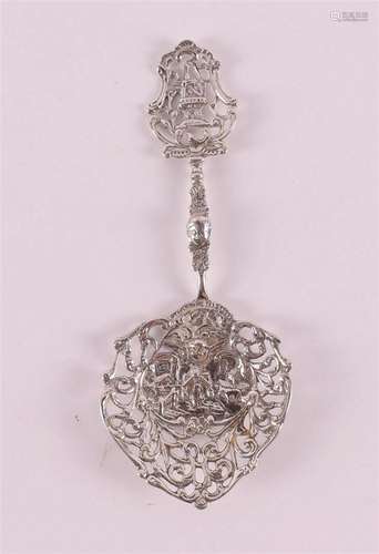 A 2nd grade 835/1000 silver sugar caster with Dutch landscap...