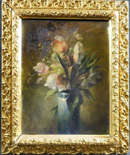 ROYER Dieudonné (1835-1920) : Vase de fleurs. H. s. P signée...