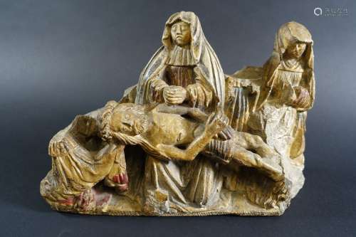 Bourgogne époque XV's : Scène de Pieta avec la Vierge et le ...