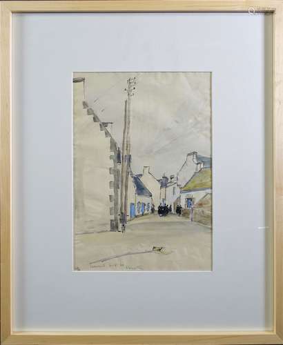 FOUJITA Léonard (1886-1968) : Lesconil, Finistère 1950, scèn...