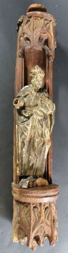 Saint Apôtre en bois sculpté et peint, ép. XVIII's. Haut. : ...