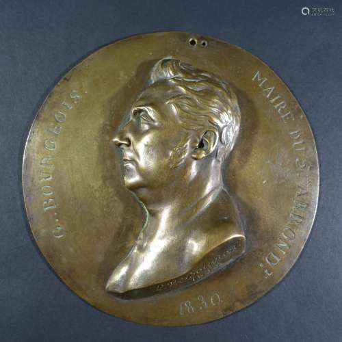 BOUGRON Louis-Victor (1798-1886) : Médaillon rond en bronze ...