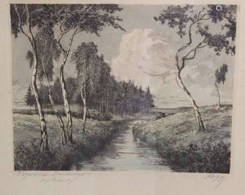 Emy ROGGE (1866-1959), Worpsweder Landschaft, orig. Radierun...