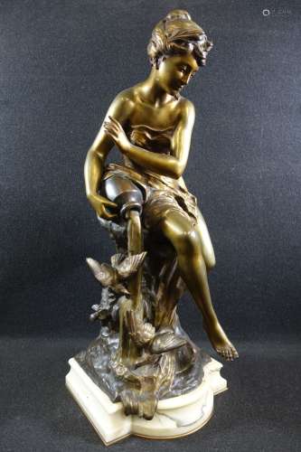 MOREAU Mathurin (1822-1912) : La Source. Bronze patiné, sign...