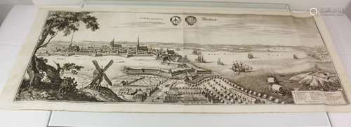 Kupferstich, Ansicht Stralsund, Merian um 1700