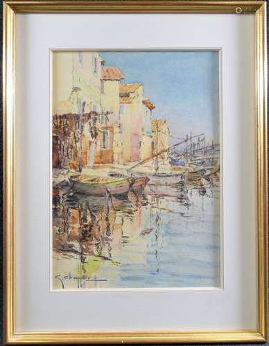 CHAPPUIS Goerges (XX's) : Les Martigues. Aquarelle signée, 3...