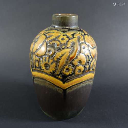 Géo CONDE (1891-1980), Grès MOUGIN à Nancy : vase bouteille ...