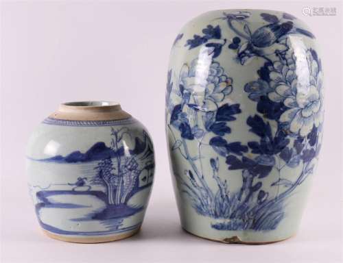 Een blauw/wit porseleinen gemberpot, China 19e eeuw.