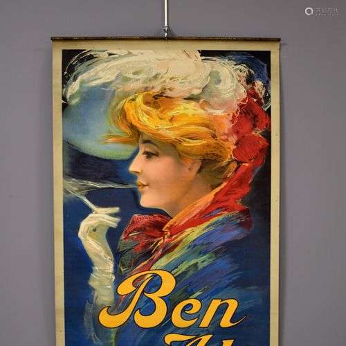 Affiche publicitaire cigarettes « BEN ALI » (taches et pliur...
