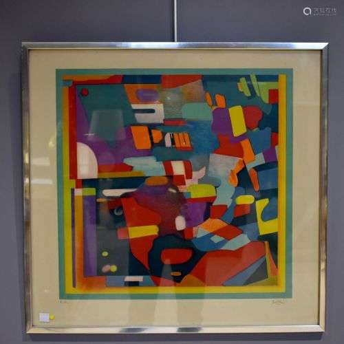 Roland BIERGE (1922-1991). Composition abstraite. Lithograph...