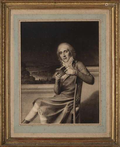 390. Estampe, XIXe siècle,représentant un homme assis lisant...