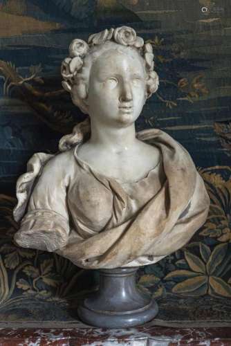 322. Buste de femme en marbre France, XVIIIe siècle,représen...