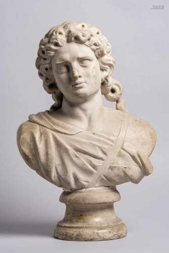 306. Buste de jeune homme, Italie, XVIIe siècle, en marbre s...