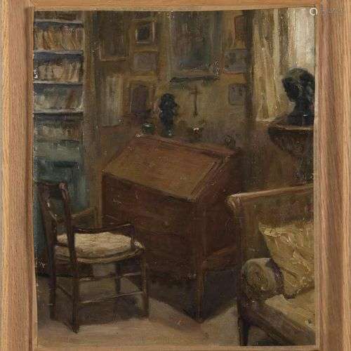 366. Auguste FABRE (1882-1939).Scène d’intérieur, dans un at...