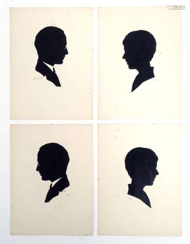 Four early 20thC cut paper silhouette portraits, to include ...