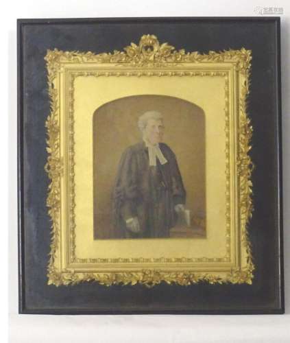 A late 19th century over painted print depicting a portrait ...