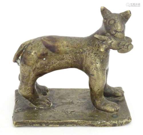 An 18th / 19th century naive bronze model of a standing cat ...
