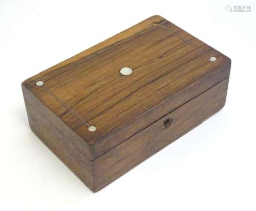 A late 19th / early 20thC walnut box with inlaid mother of p...