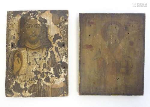 Two 19thC religious icons on panel, one depicting Jesus Chri...