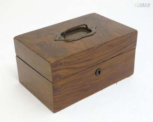 A late 19th / early 20thC walnut box with hinged lid and pul...