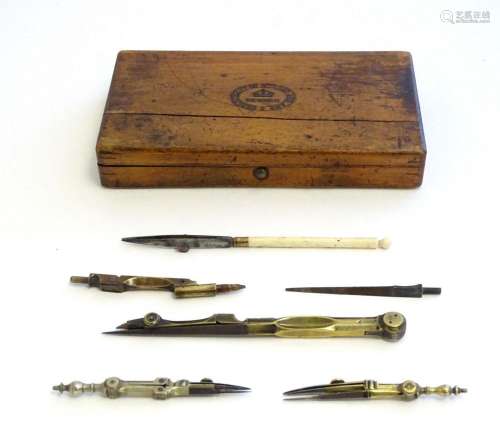 A Victorian cased drawing / draughtsman's tools / instr...