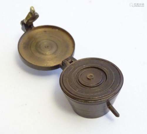 A set of cased Victorian graduated bronze troy cup weights, ...