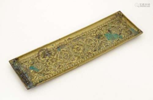A Victorian William Tonks & Sons brass tray with scrolli...