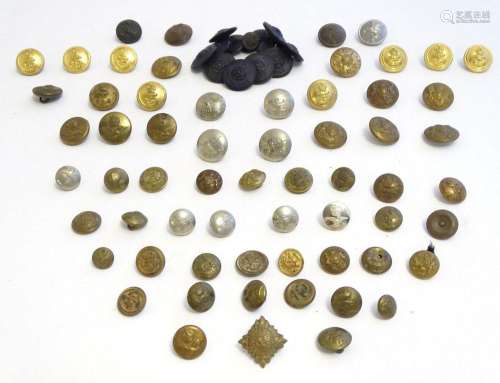 A collection of 20thC military tunic buttons, including the ...