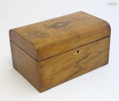 A late 19th / early 20thC walnut jewellery box with marquetr...