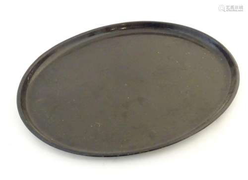 A large 19thC tole peinte tray of oval form. Approx. 22 1/4&...