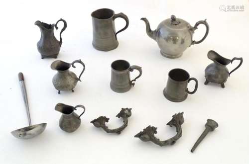 A quantity of 19thC and later pewter table wares, comprising...