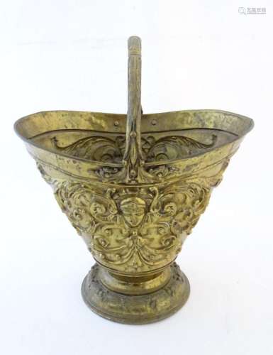 A Victorian brass coal basket by Benham & Froud, of urn ...