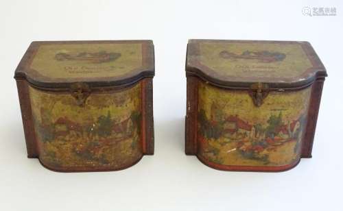 Two early 20th century tins, the Old English Workbox, with f...