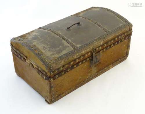 A 19thC pony skin cover dome topped travelling document box ...