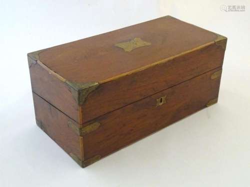 A Victorian brass bound oak and mahogany writing slope / box...
