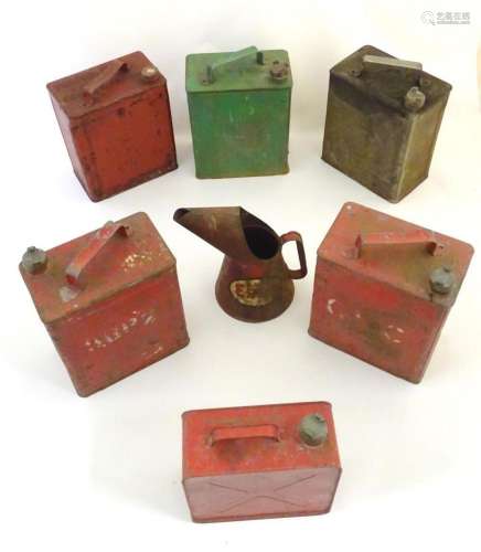 A collection of mid 20thC Shell two-gallon petrol cans with ...