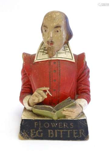 A 20thC cast bar top figure modelled as William Shakespeare ...