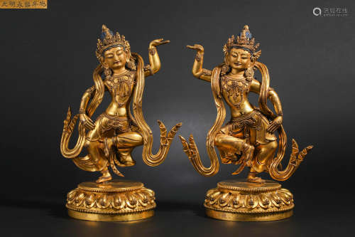 Ming Dynasty Gilt Bronze Dancing Bodhisattva