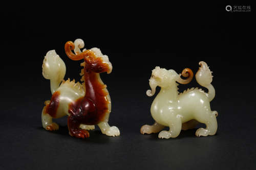 Tang Dynasty Hetian Jade  Unicorn phoenix