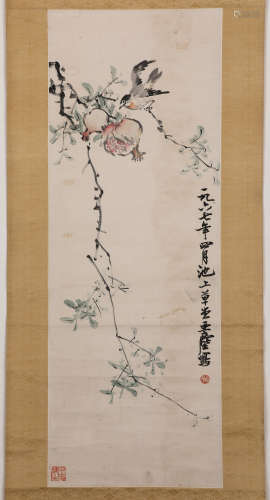 Chinese ink painting, flower and bird illustration