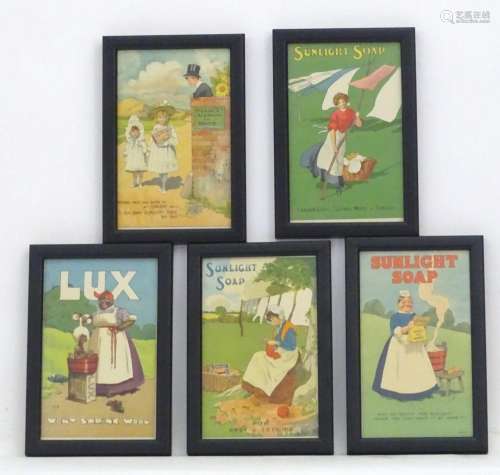 Five 20thC advertising prints comprising four for Sunlight S...