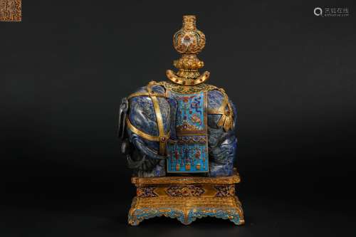Qing Dynasty lapis lazuli gilt elephant