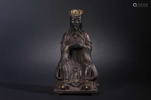 Qing Dynasty Bronze Documents Statue of God of Wealth