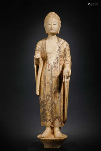 Han Dynasty Stone Standing Statue of Sakyamuni Buddha