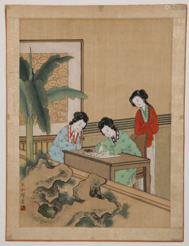 Chinese ink painting, Wang Shuhui's maid picture
