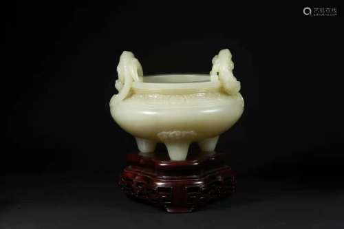Tang Dynasty Hetian Jade Incense Burner with Animal Pattern