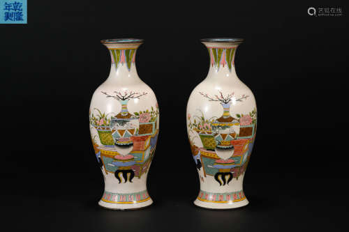 Qing Dynasty painted enamel flower vase